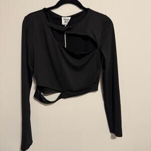 NWT Princess Polly Long Sleeve Cut Out Black Crop Top